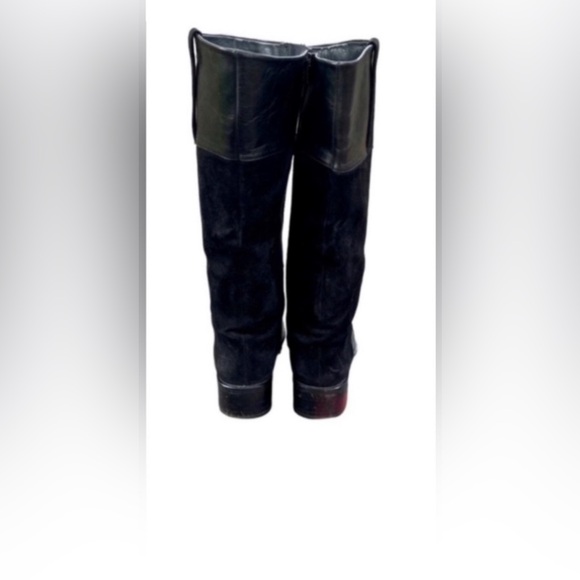 Stuart Weitzman Black Leather & Suede Riding Boots Size 6 - Picture 6 of 10